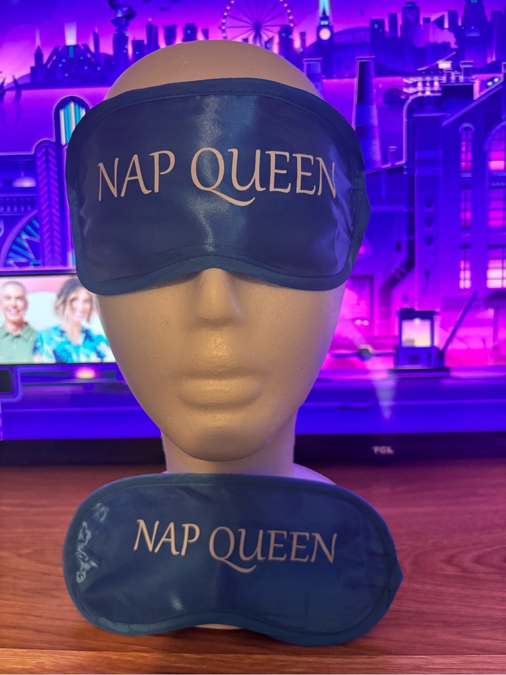 Nap Queen Satin Sleep Mask for Women - Blue